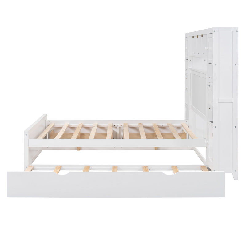 Bed With All In One Cabinet, Shelf And Sockets, Trundle