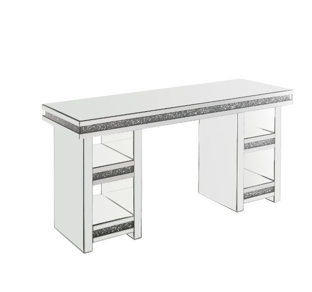 Noralie - Writing Desk - Clear Glass, Mirrored & Faux Diamonds - Urban Living Furniture (Los Angeles, CA)