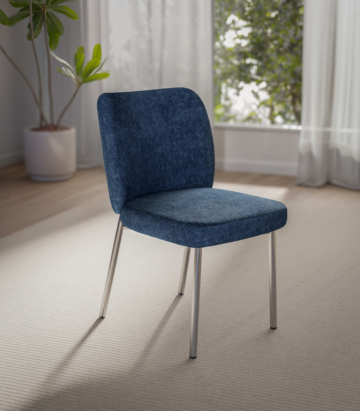 Fomo - Chenille Upholstered Stainless Steel Base Dining Chair (Set of 2)