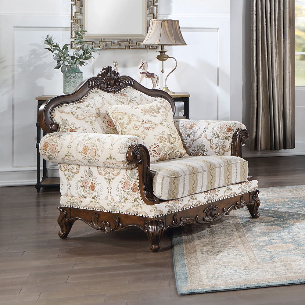 Nayla - Chair With Pillow - Pattern Fabric & Cherry - Urban Living Furniture (Los Angeles, CA)