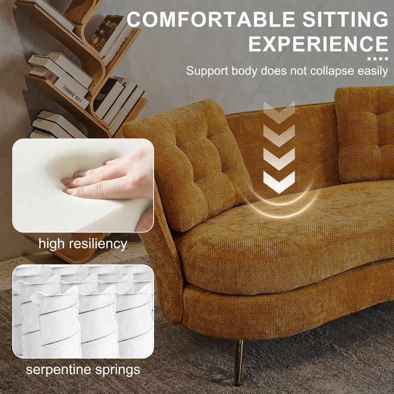 Loveseat Sofa, Upholstered Couch With Metal Legs
