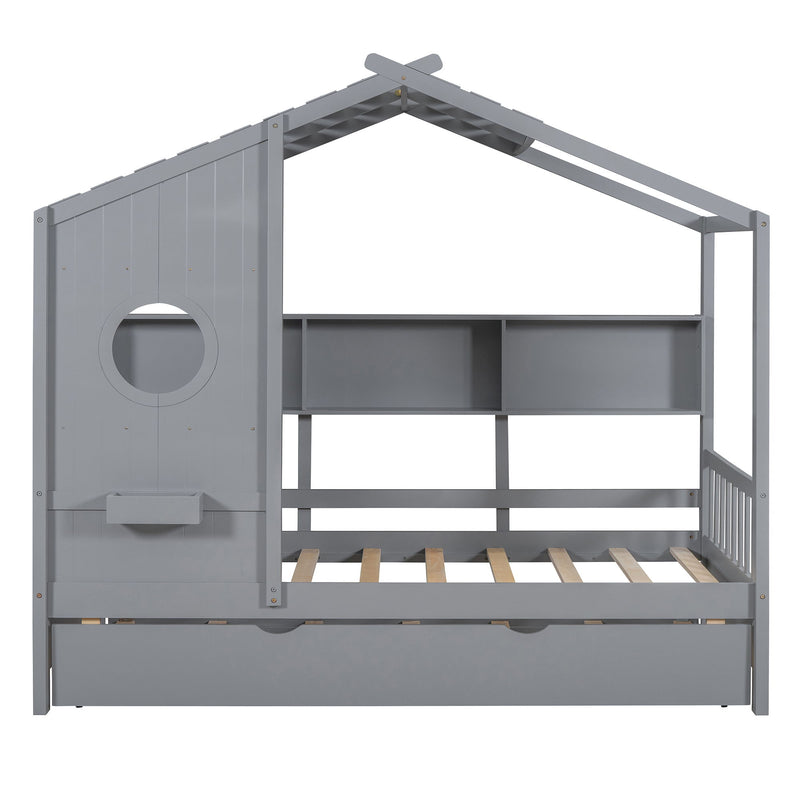 Modern Design House Bed With Storage Shelf