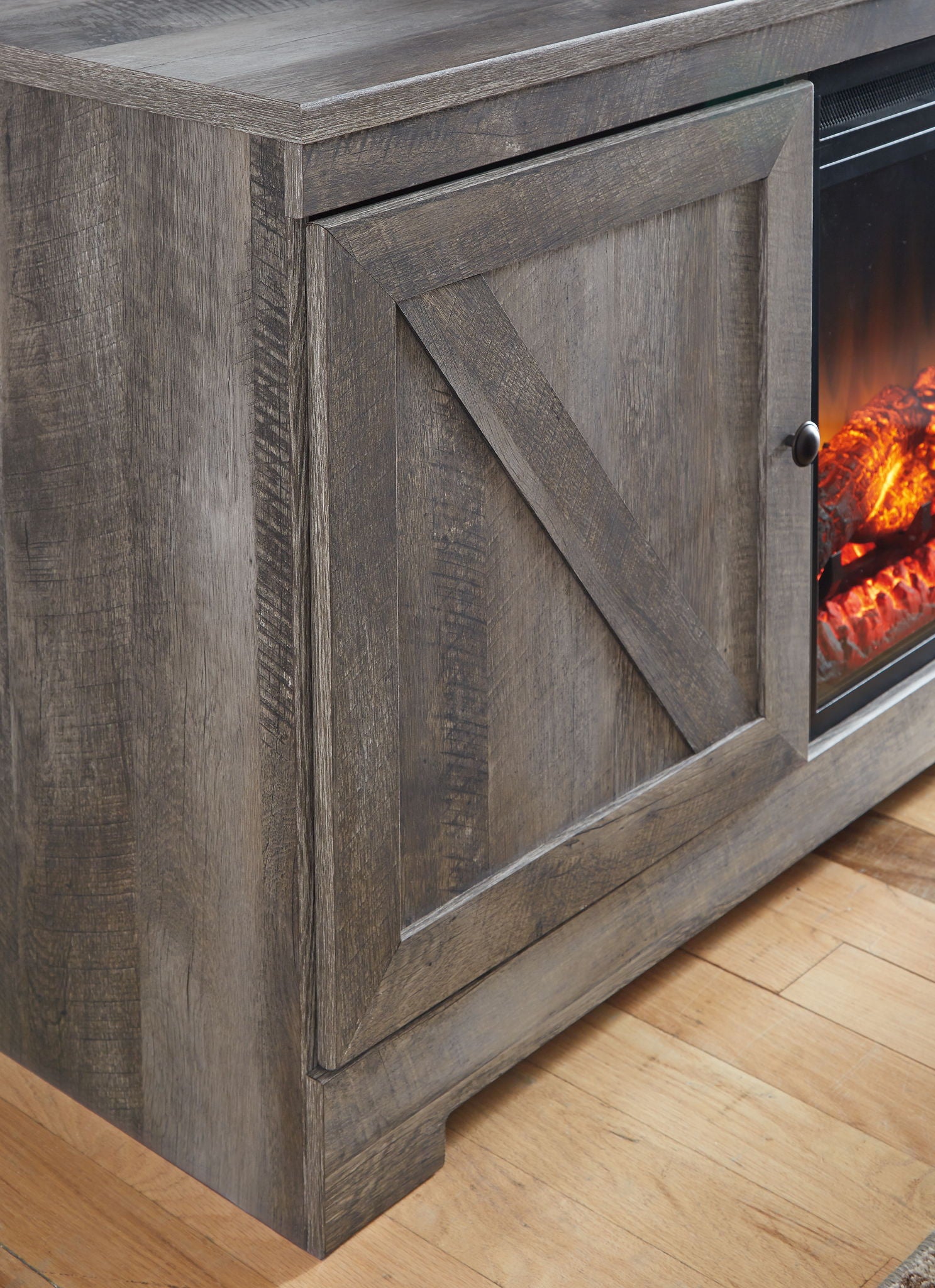 Wynnlow - Gray - 63" TV Stand With Glass/Stone Fireplace Insert - Urban Living Furniture (Los Angeles, CA)