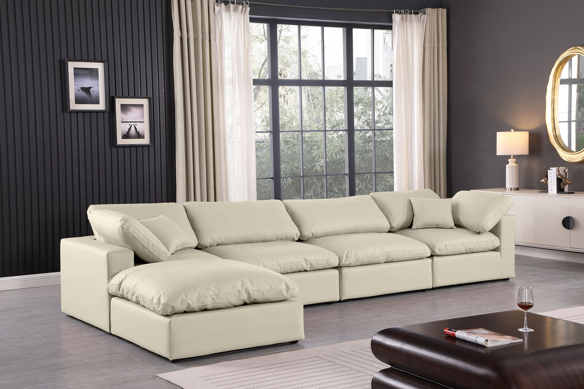 Comfy - 5 Piece Faux Leather Modular Sectional With Chaise - Urban Living Furniture (Los Angeles, CA)