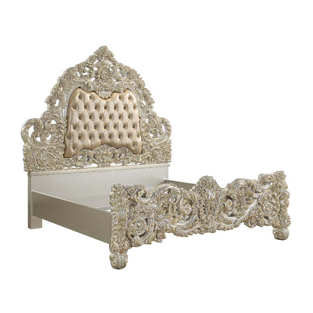 Sorina - Eastern King Bed - Synthetic Leather & Antique Gold - Urban Living Furniture (Los Angeles, CA)