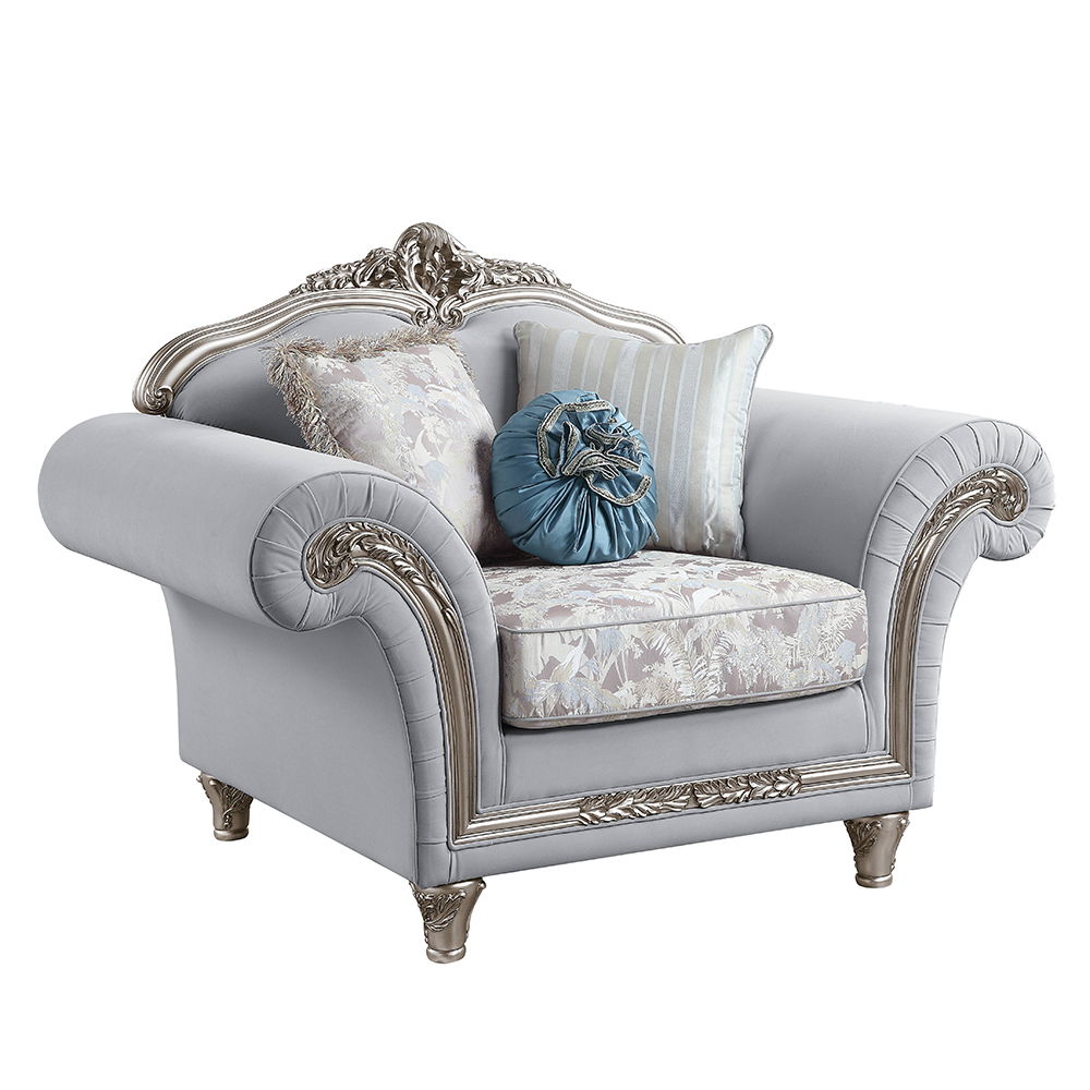 Pelumi - Chair With 3 Pillows - Light Gray Linen & Platinum - Urban Living Furniture (Los Angeles, CA)