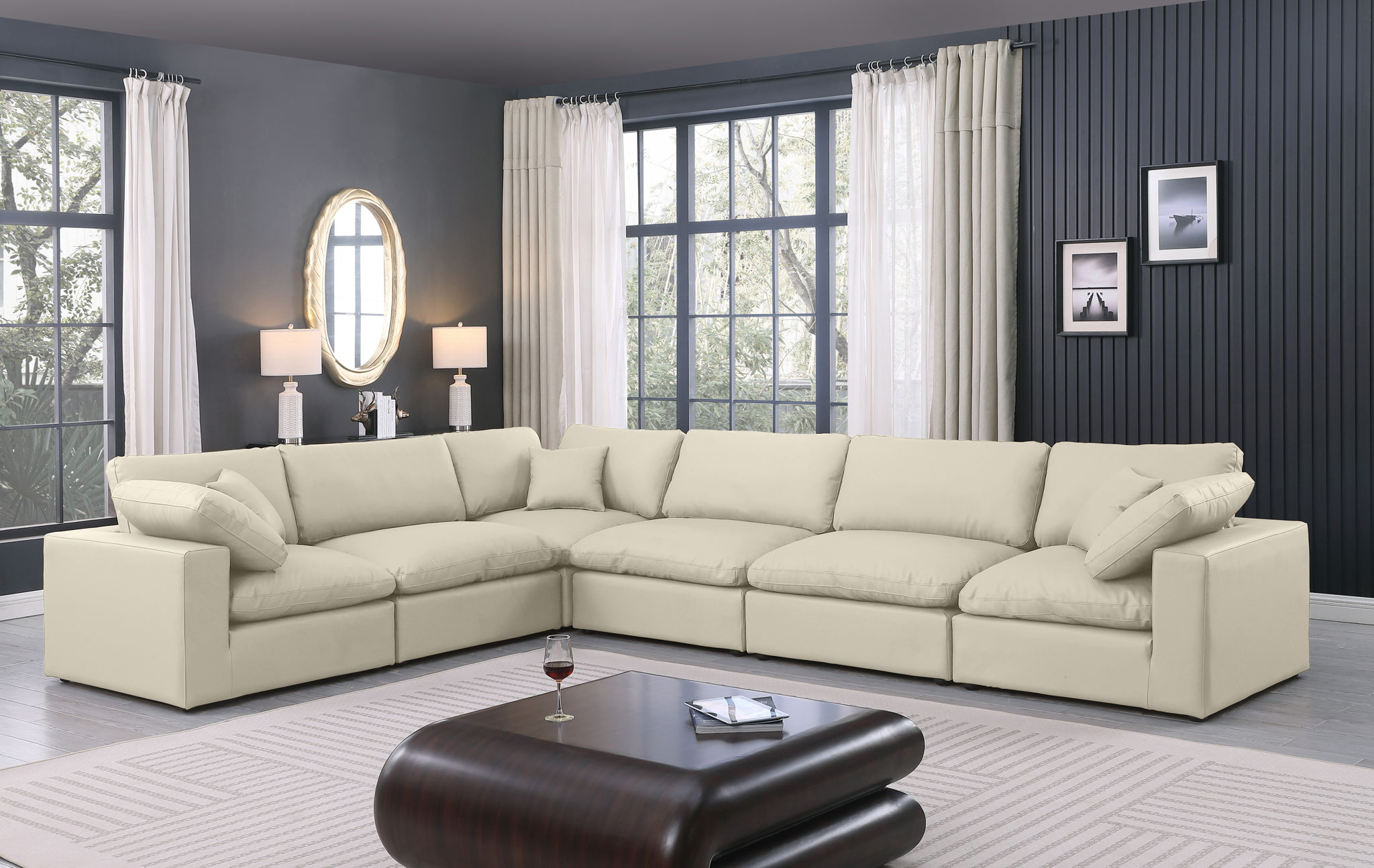 Comfy - 6 Piece Faux Leather Modular Corner Sectional - Urban Living Furniture (Los Angeles, CA)