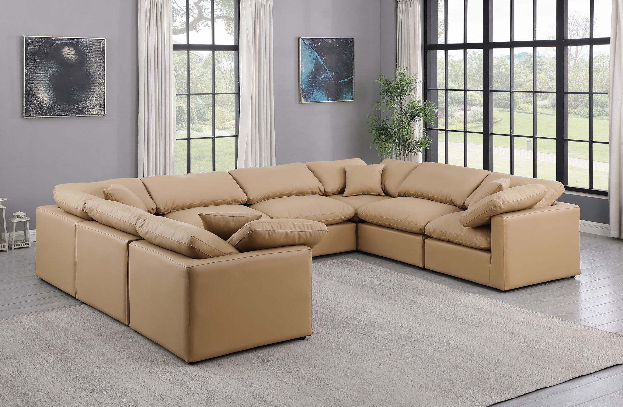 Indulge - Faux Leather 8 Piece Modular Sectional - Tan