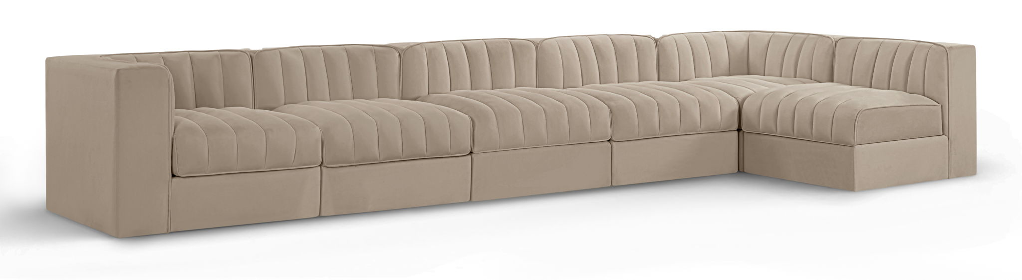 Rummi - Velvet Performance Fabric Upholstered 6 Piece Modular Sectional, L-Shaped (Right) - Urban Living Furniture (Los Angeles, CA)