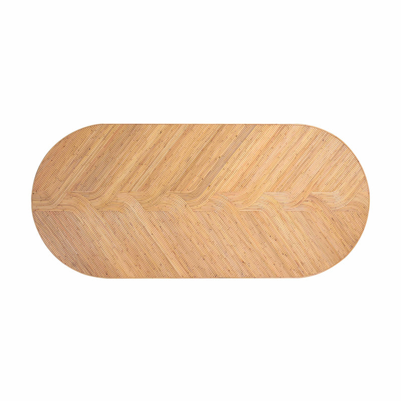 Caren - Rattan and Glass Oval Dining Table - Natural