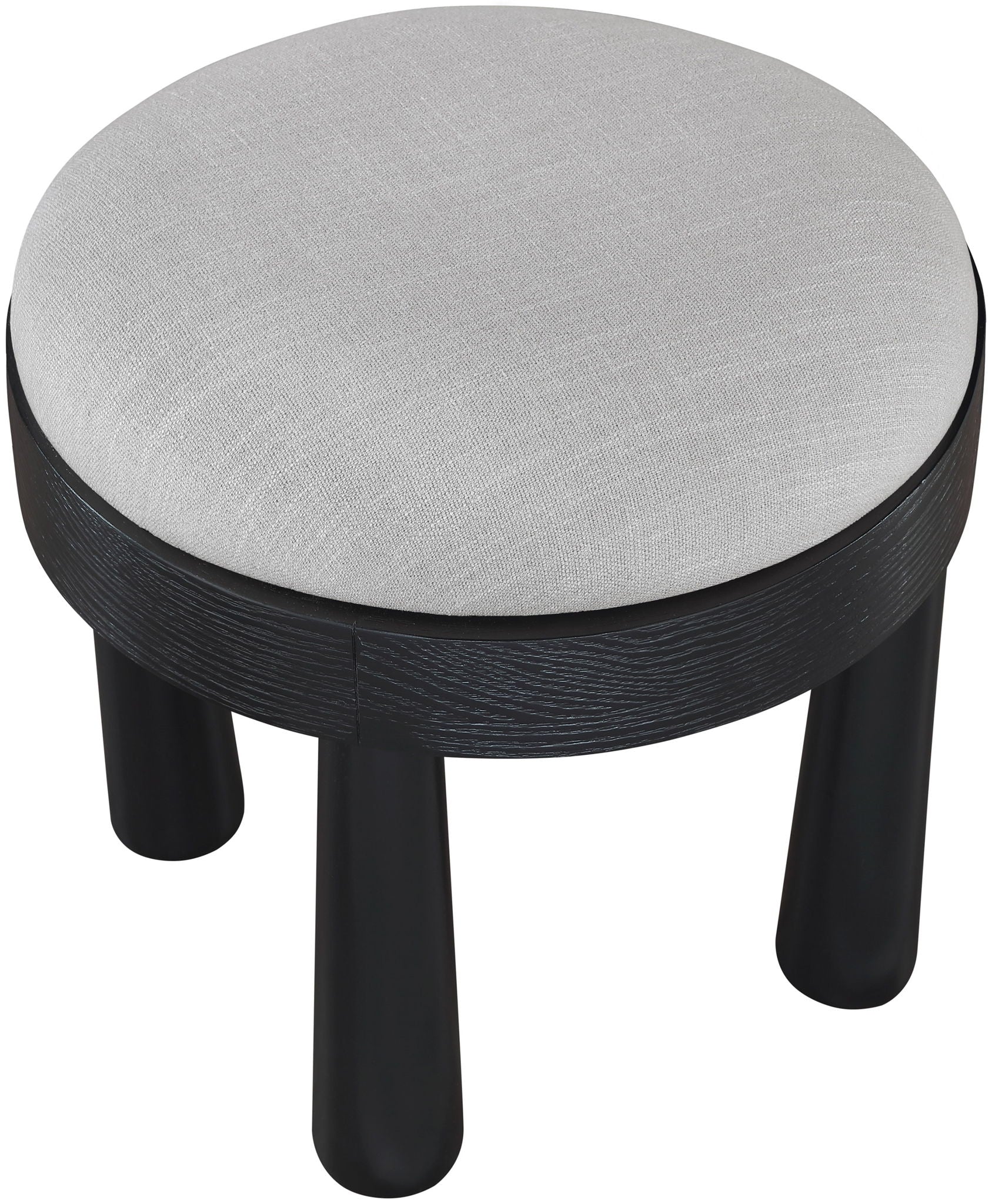 Larea - Linen Textured Fabric Ottoman - Black Base