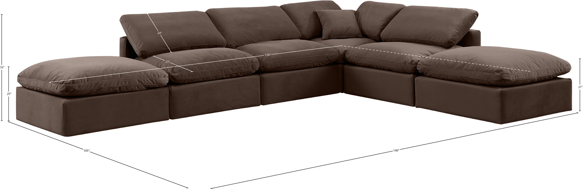 Indulge - Velvet 6 Piece Modular Armless Sectional - Urban Living Furniture (Los Angeles, CA)