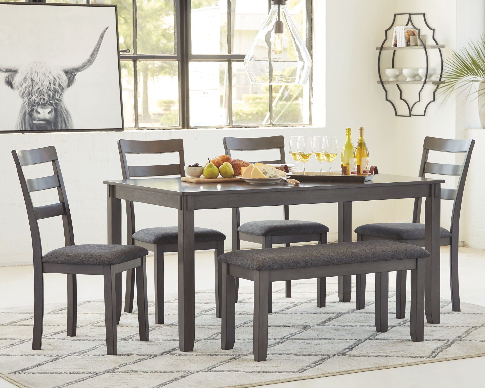 Bridson - Gray - RECT DRM Table Set (Set of 6) - Urban Living Furniture (Los Angeles, CA)