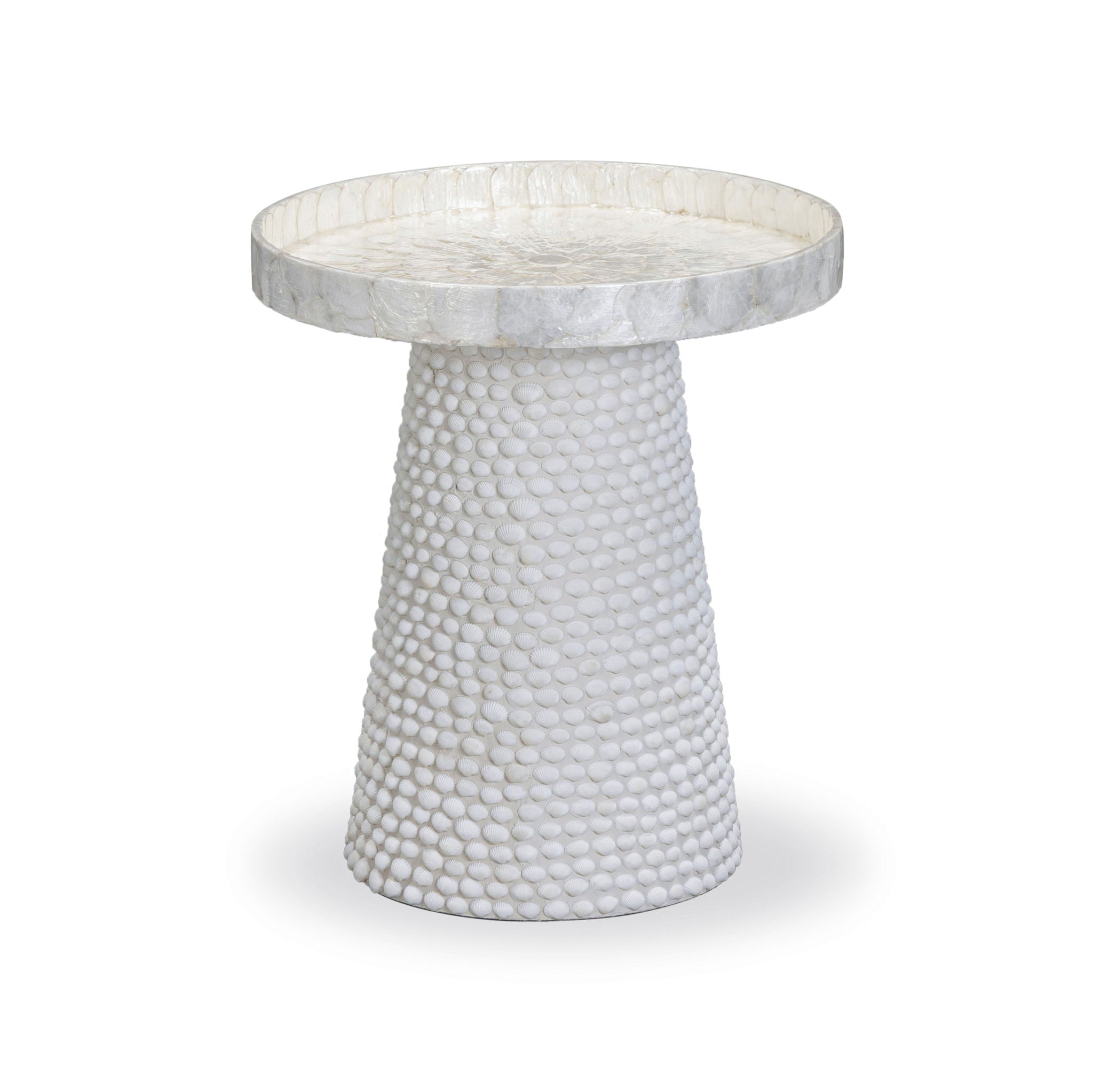 Coast - Seashell Round Side Table - Pearl White - Urban Living Furniture (Los Angeles, CA)