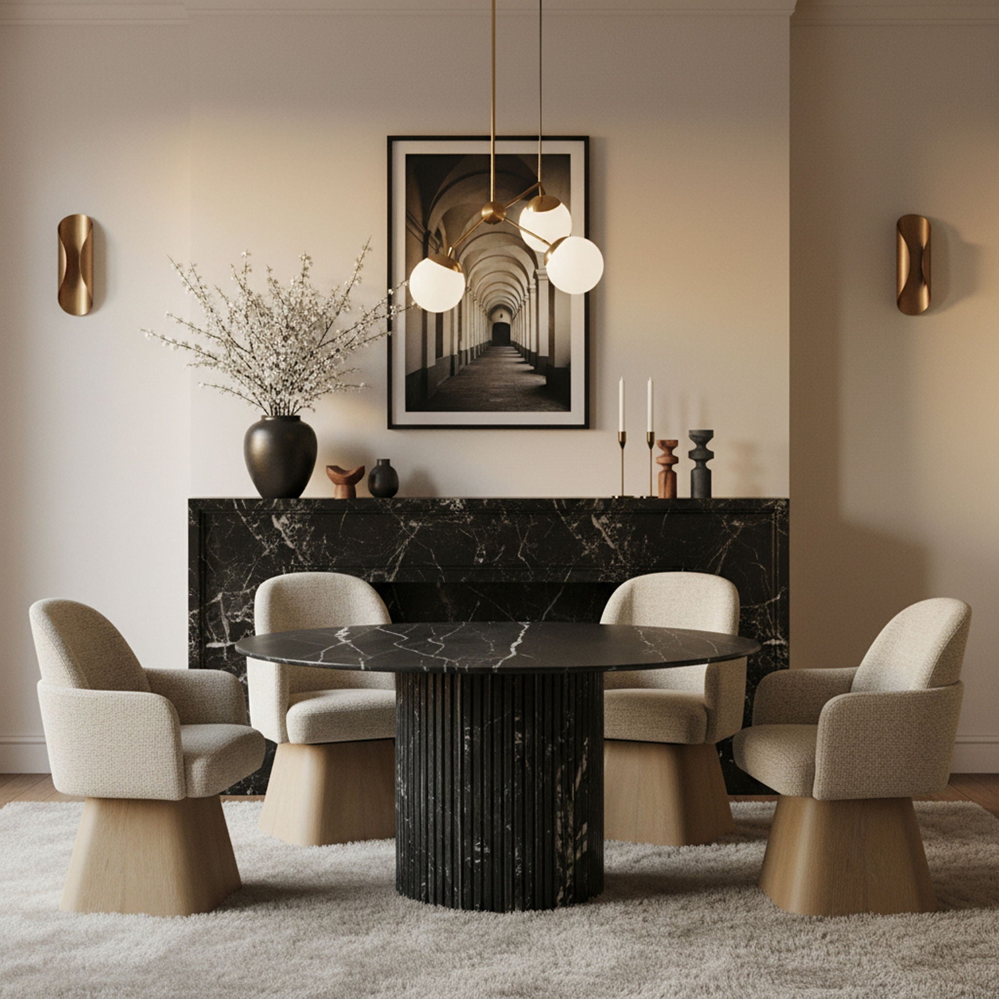 Marlowe - Linen Textured Fabric Upholstered Swivel Dining Arm Chair - Stained Natural - Urban Living Furniture (Los Angeles, CA)