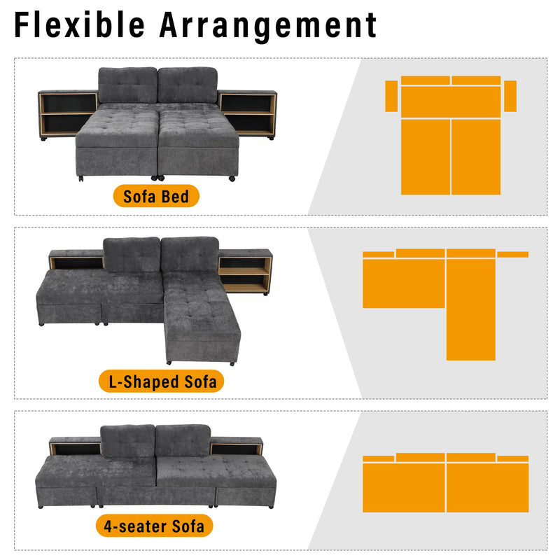 Versatile Modular Free-Combined Sofa With 2 Storage Racks