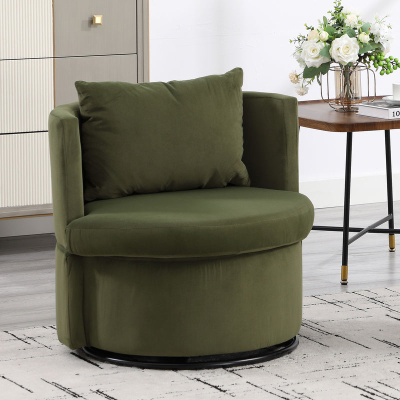 Upholstered Barrel Accent Chair With Ottoman And Storage