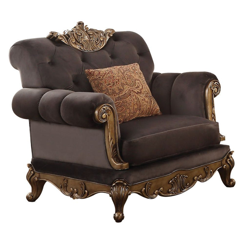 Orianne - Chair - Charcoal Fabric & Antique Gold - Urban Living Furniture (Los Angeles, CA)