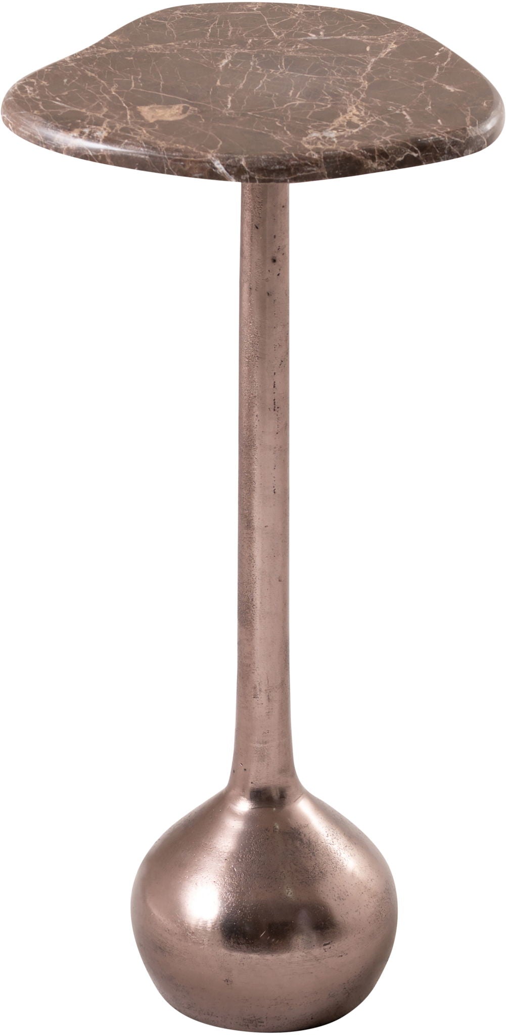 Vireo - Genuine Marble Top And Aluminum Base Drink Table - Brown / Bronze