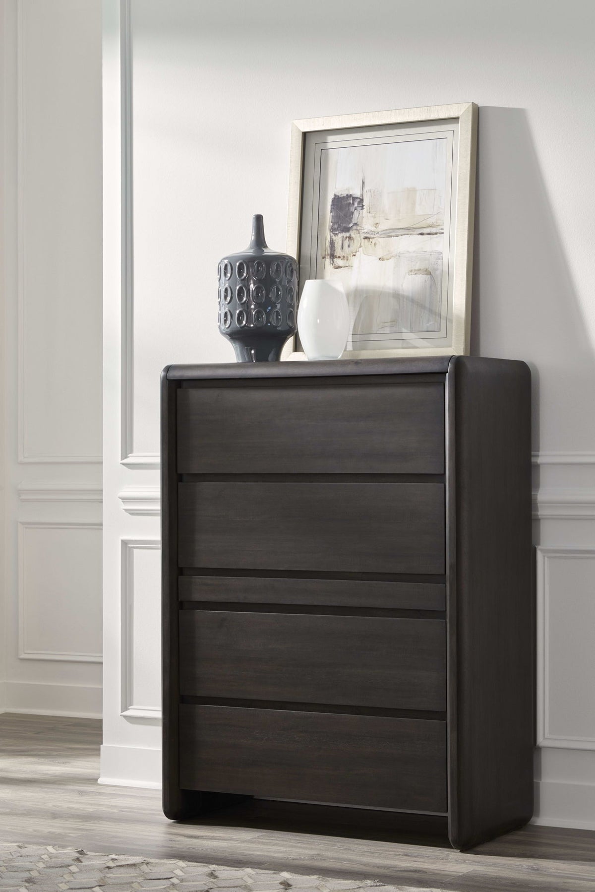 Xolani - Five Drawer Acacia Wood Chest With Jewelry Tray - Jaguar