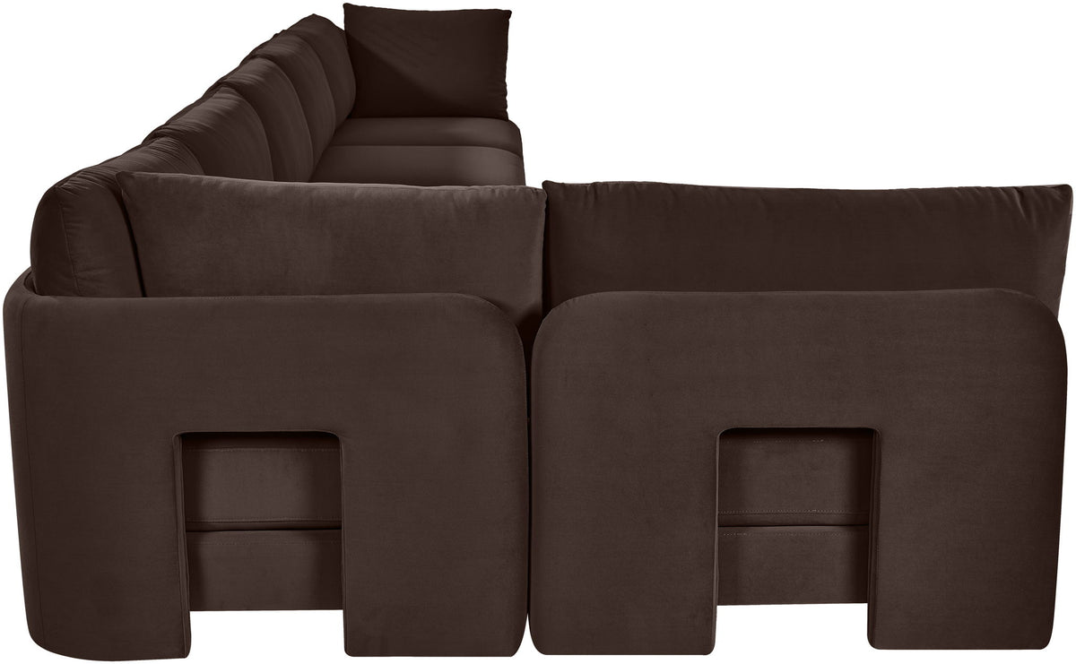 Hammond - Velvet Performance Fabric Upholstered 6 Piece L-Shaped Armless Sectional