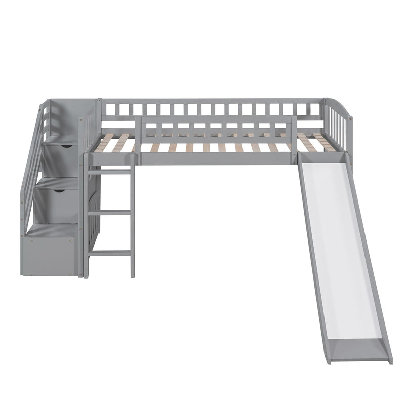 Loft Stairway Bed With 2 Drawers And Slide