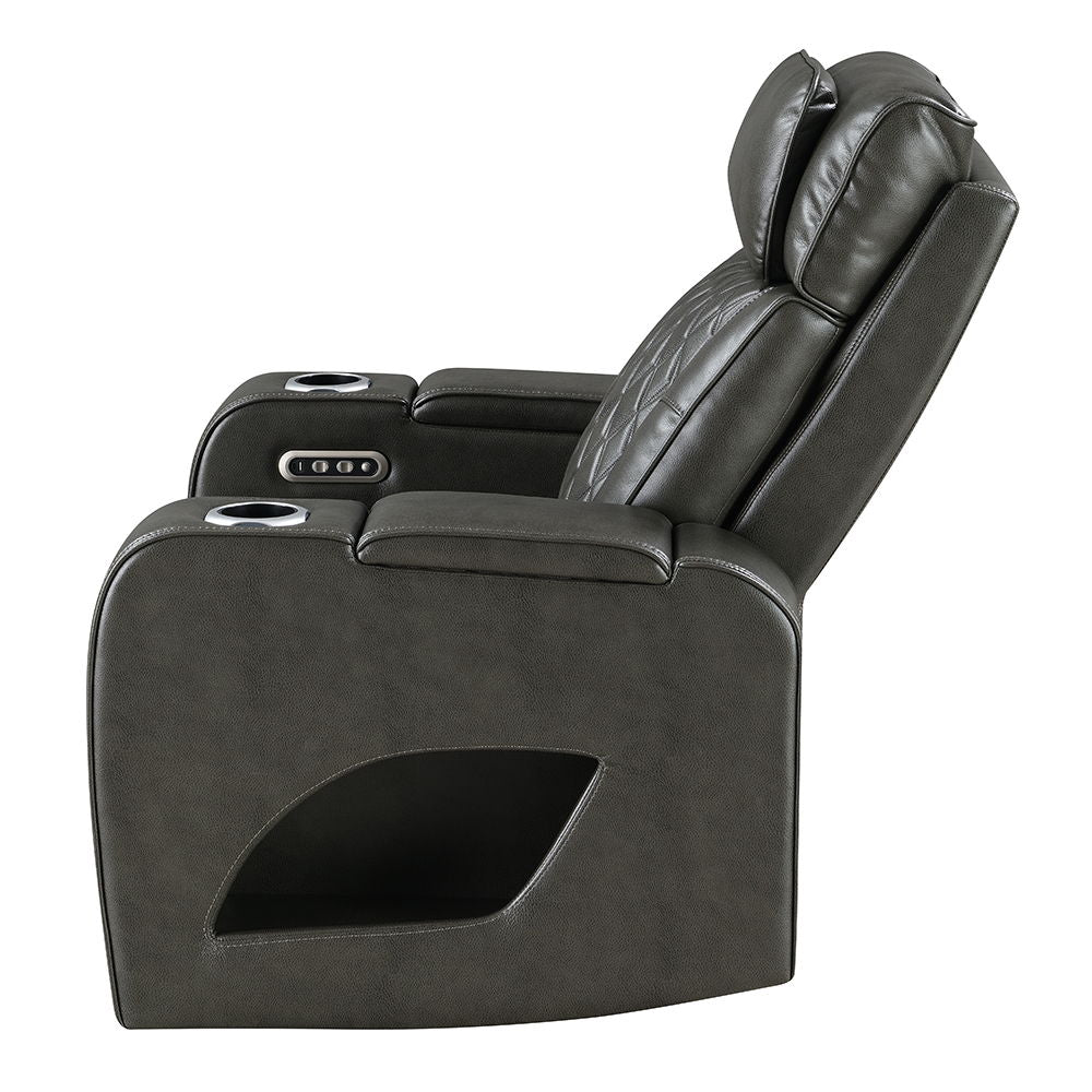 Taddeo - Power Motion Recliner With Power Headrest, USB, Wireless Charger & LED - Dark Gray - Urban Living Furniture (Los Angeles, CA)