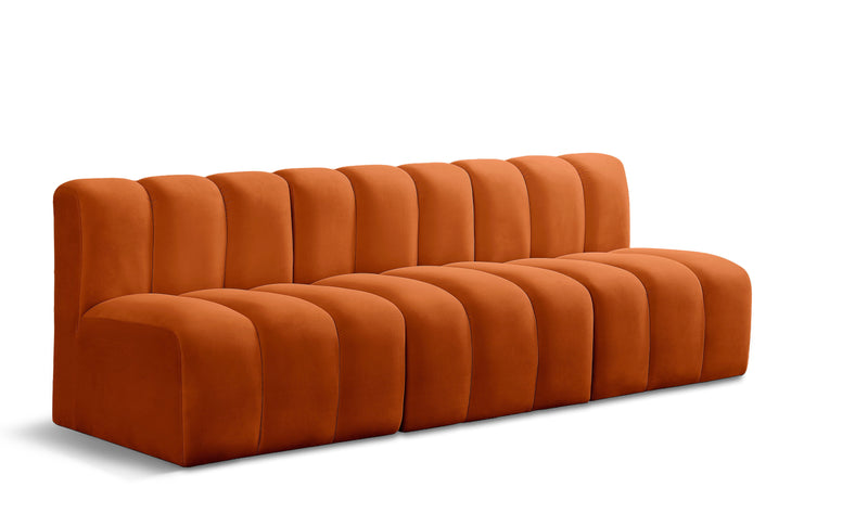 Arc - Velvet 3 Piece Modular Straight Sofa
