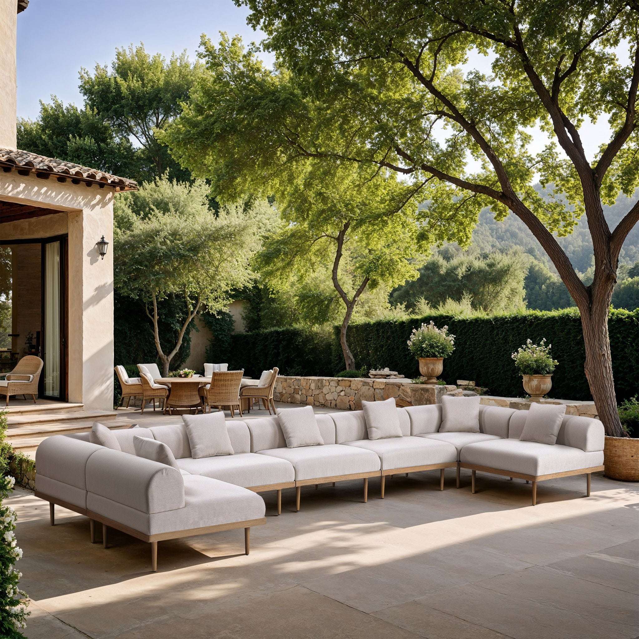 Laguna - 7 Piece Resilient Water Resistant Fabric 142" Upholstered Outdoor Patio Modular Sectional - Urban Living Furniture (Los Angeles, CA)