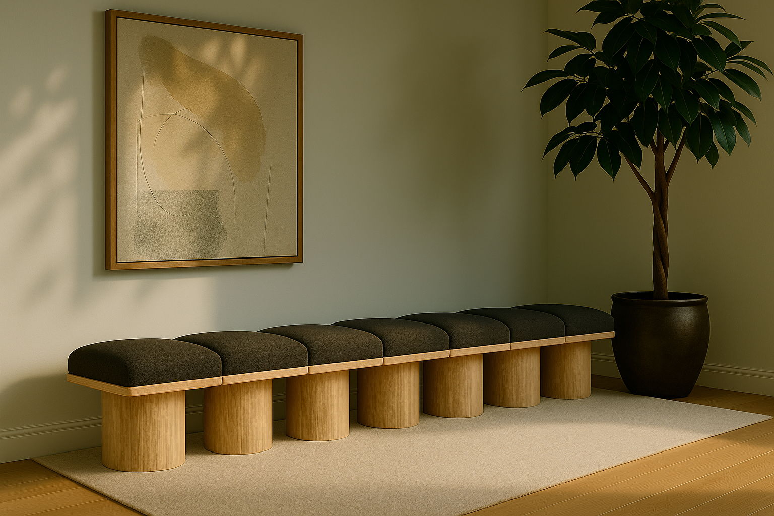 Pavilion - 7 Piece Modular Bench With Natural Base