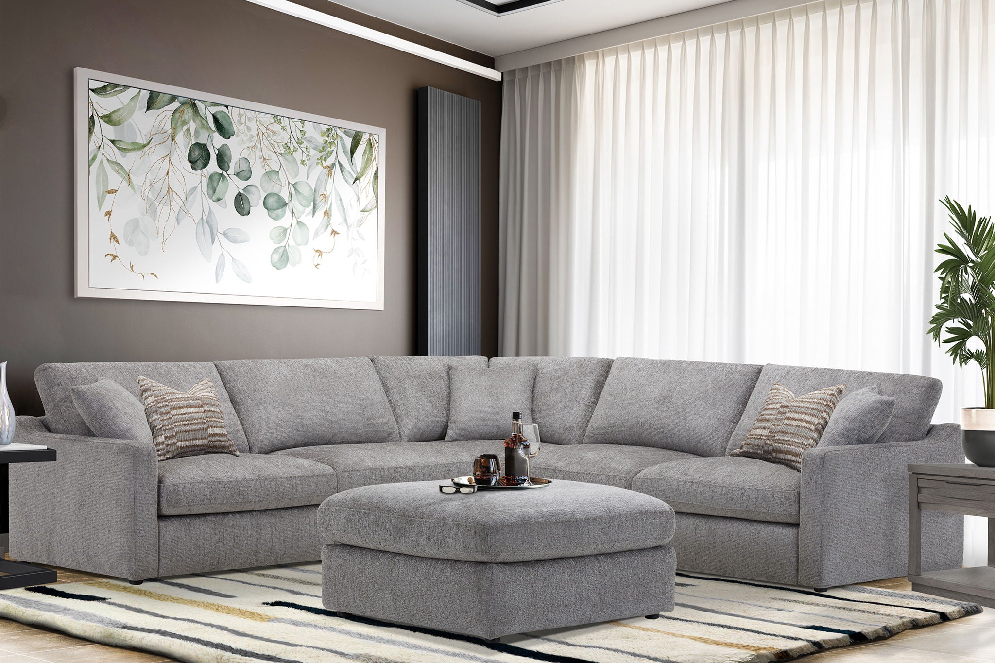 Surrender - Right Arm Facing Chair With 2 Pillows - Burmese Nature