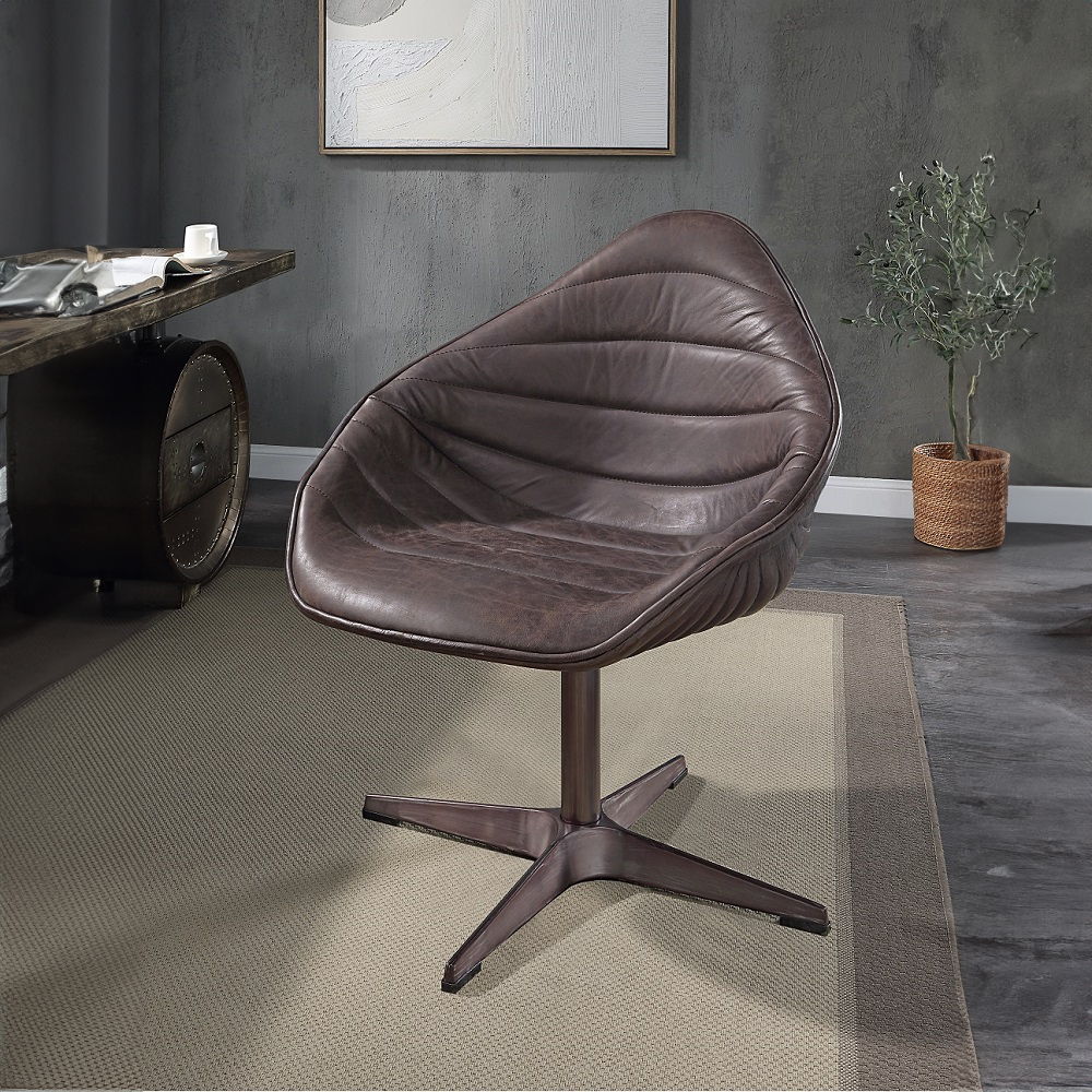 Pipino - Accent Chair With Swivel - Antique Ebony Top Grain Leather - Urban Living Furniture (Los Angeles, CA)