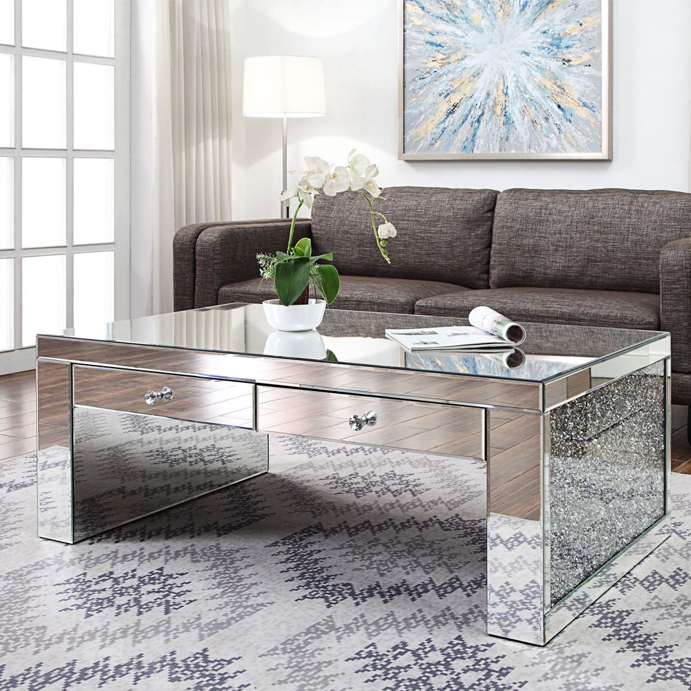 Noralie - 19"H Coffee Table - Mirrored & Faux Diamonds - Urban Living Furniture (Los Angeles, CA)