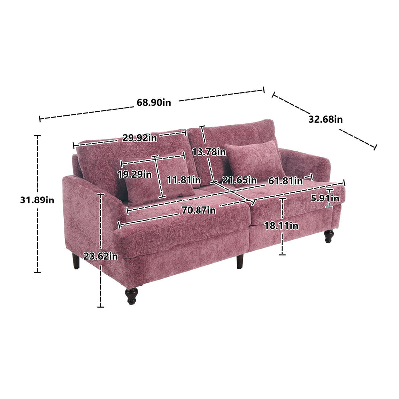 Mid Century Modern Chenille Fabric Loveseat Sofa, 2 Seat Upholstered Couch