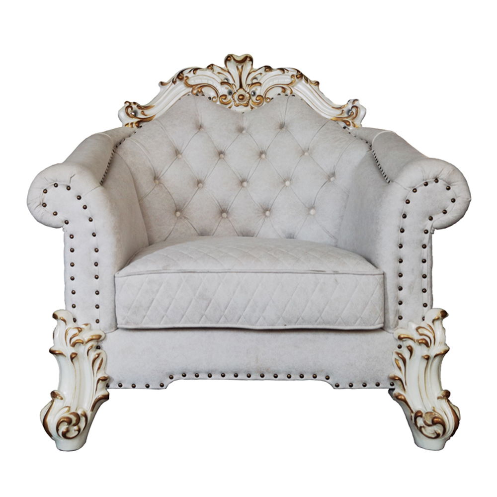 Vendome II - Chair With 2 Pillows - Two Tone Ivory Fabric & Antique Pearl - Urban Living Furniture (Los Angeles, CA)