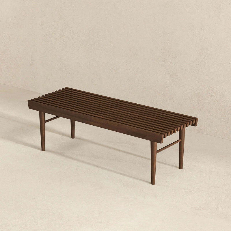 Mia - Mid-Century Modern Bench - Dark Brown
