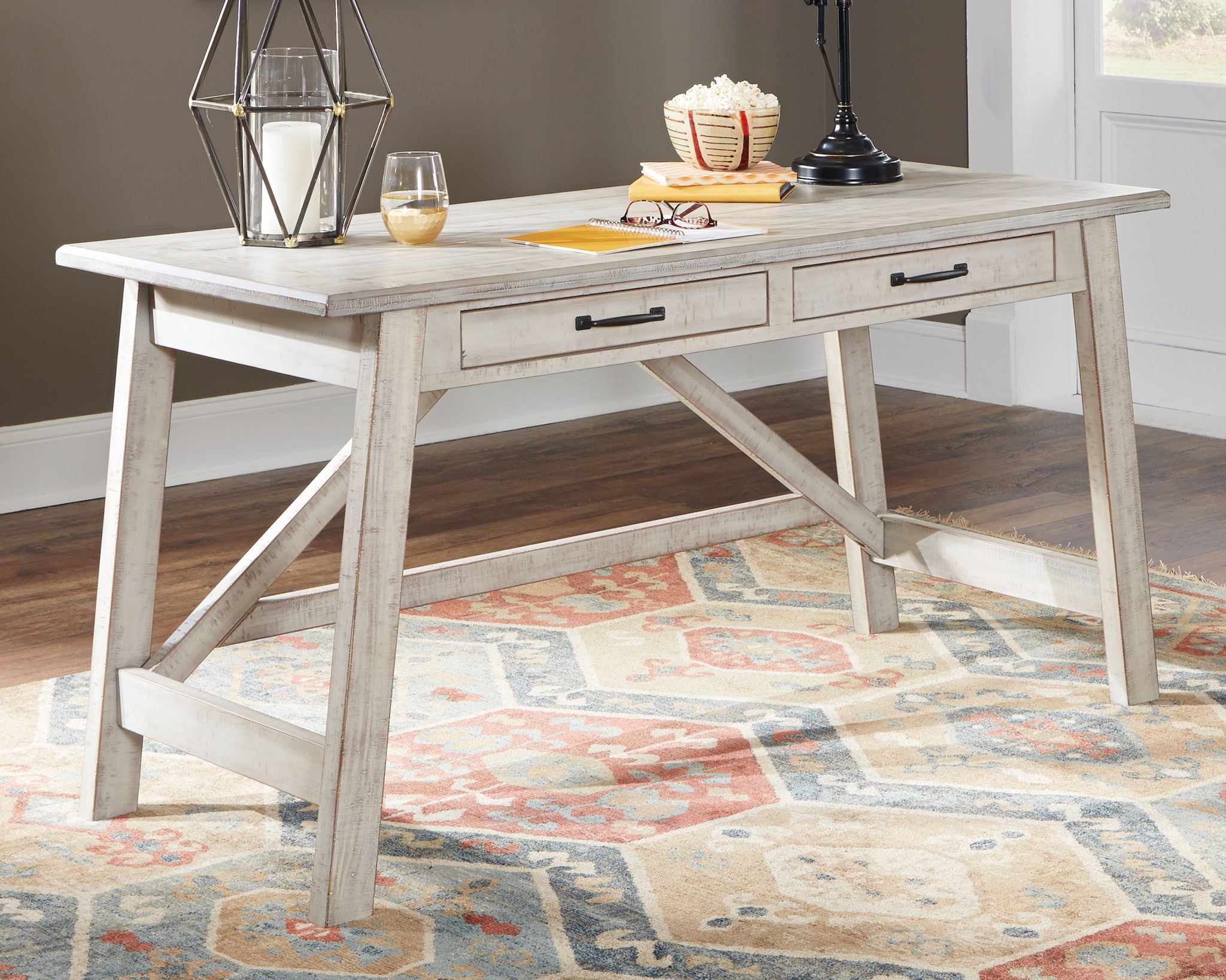 Carynhurst - Whitewash - Home Office Large Leg Desk - Urban Living Furniture (Los Angeles, CA)