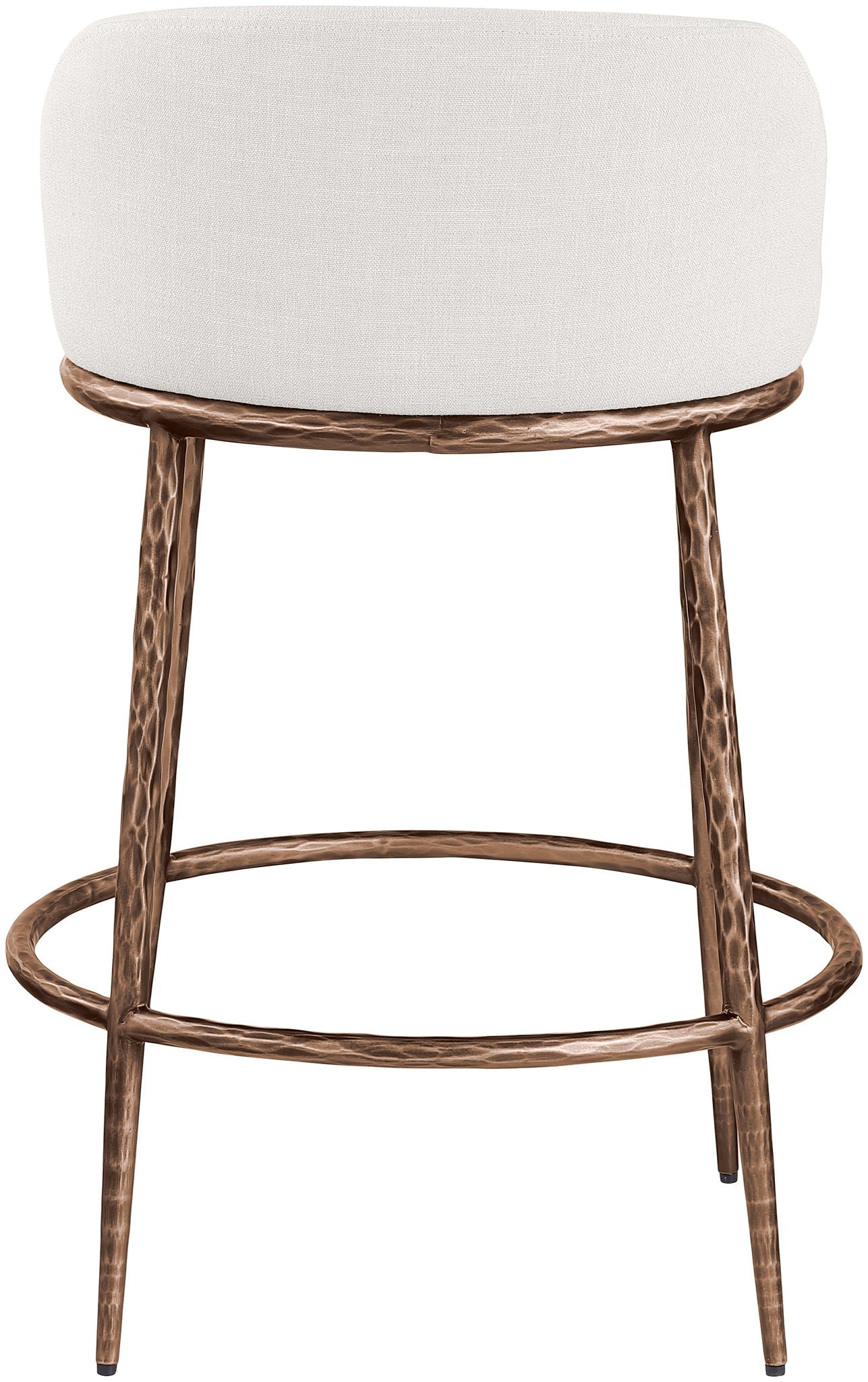 Ferro - Linen Textured Performance Fabric Upholstered Counter Stool - Cream / Brushed Bronze