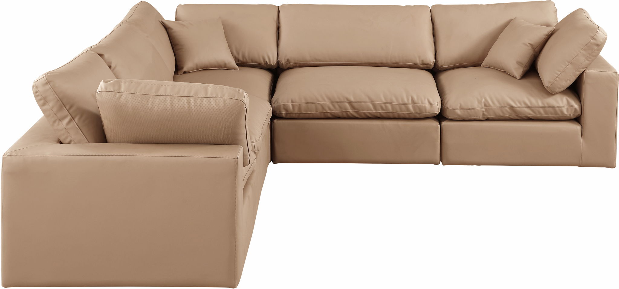 Comfy - 5 Piece Faux Leather Modular Corner Sectional - Tan - Urban Living Furniture (Los Angeles, CA)