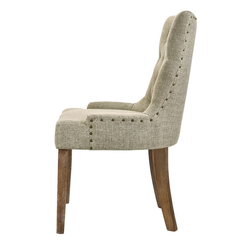 Yotam - Side Chair (Set of 2) - Beige Fabric & Salvaged Oak - Urban Living Furniture (Los Angeles, CA)