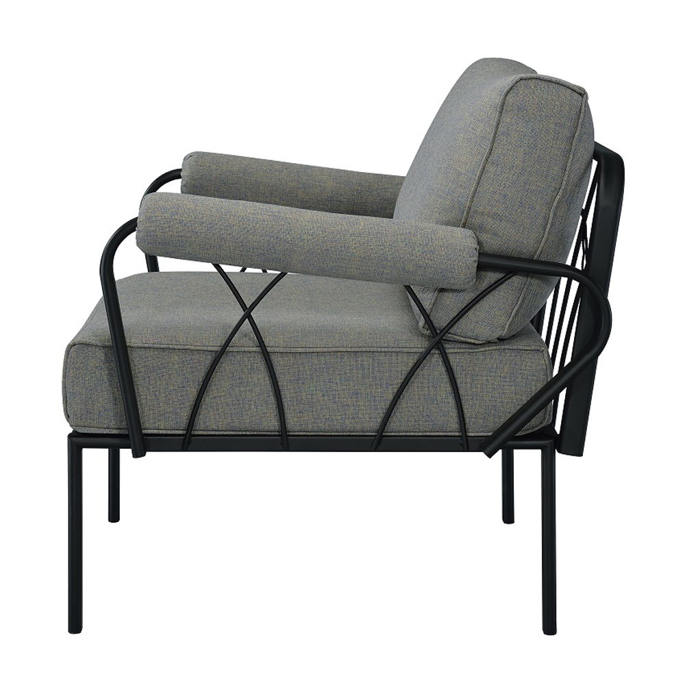 Rajni - Patio Arm Chair - Gray Fabric & Black - Urban Living Furniture (Los Angeles, CA)