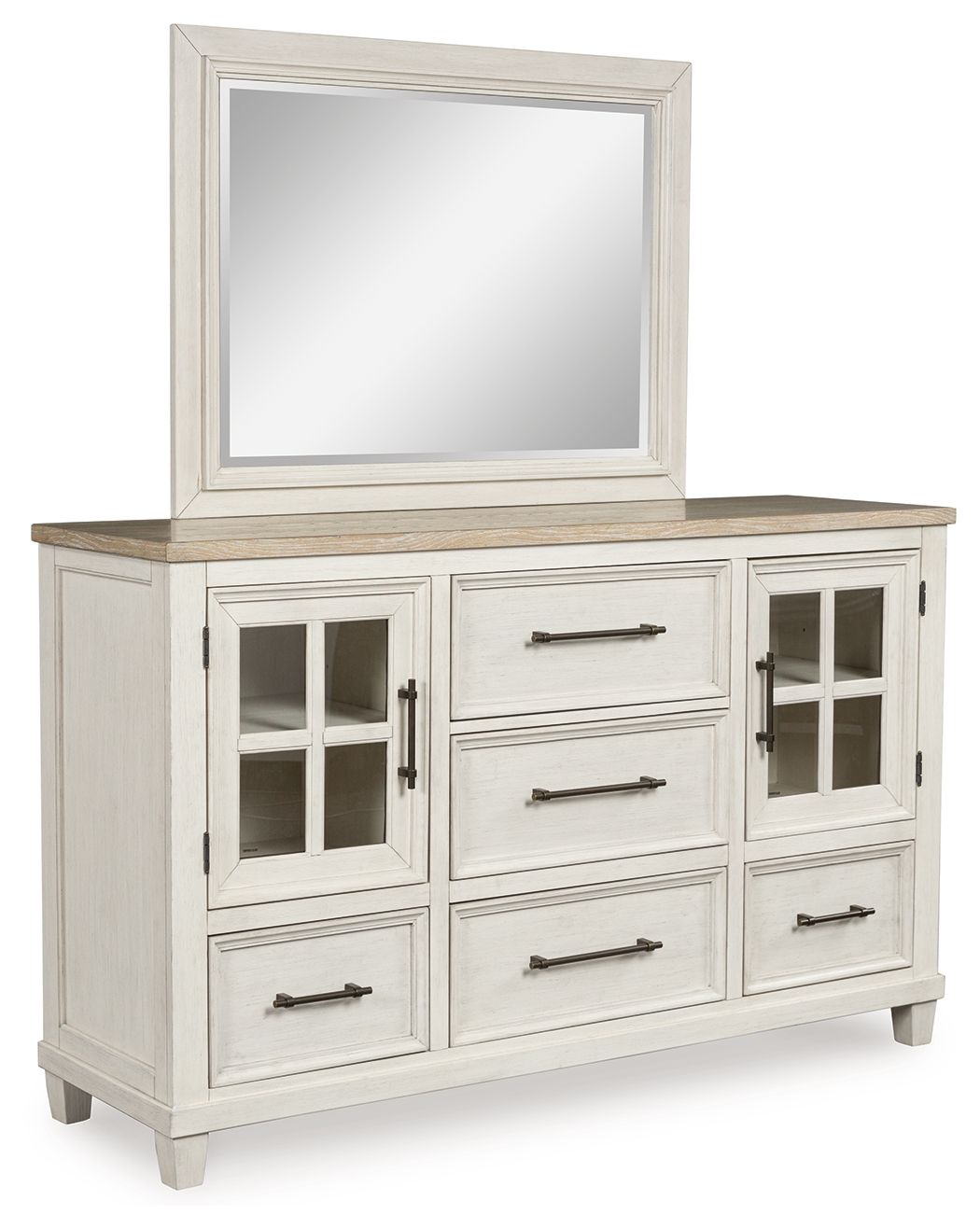 Shaybrock - Antique White / Brown - Dresser And Mirror - Urban Living Furniture (Los Angeles, CA)
