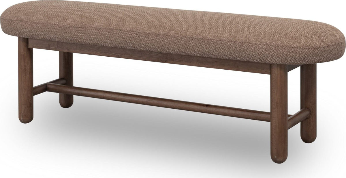 Astor - Oval Upholstered Bench - Wheat Bread / Claystone