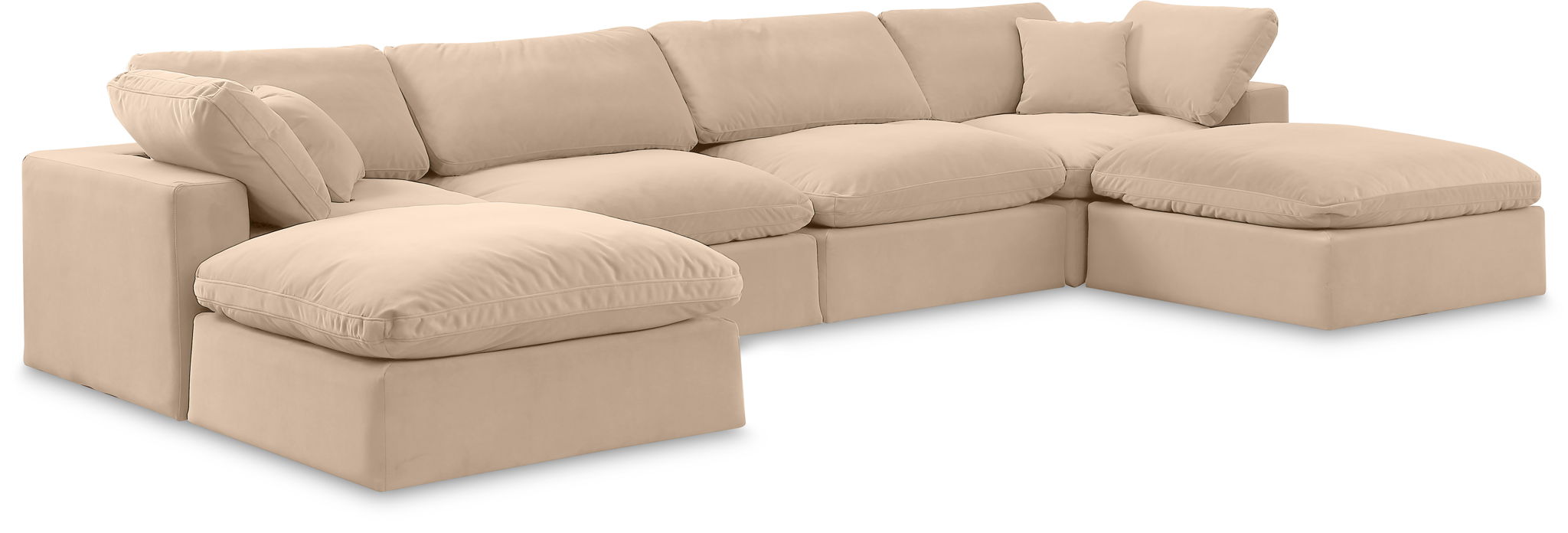 Comfy - 6 Piece Velvet Modular Double Chaise Sectional - Urban Living Furniture (Los Angeles, CA)