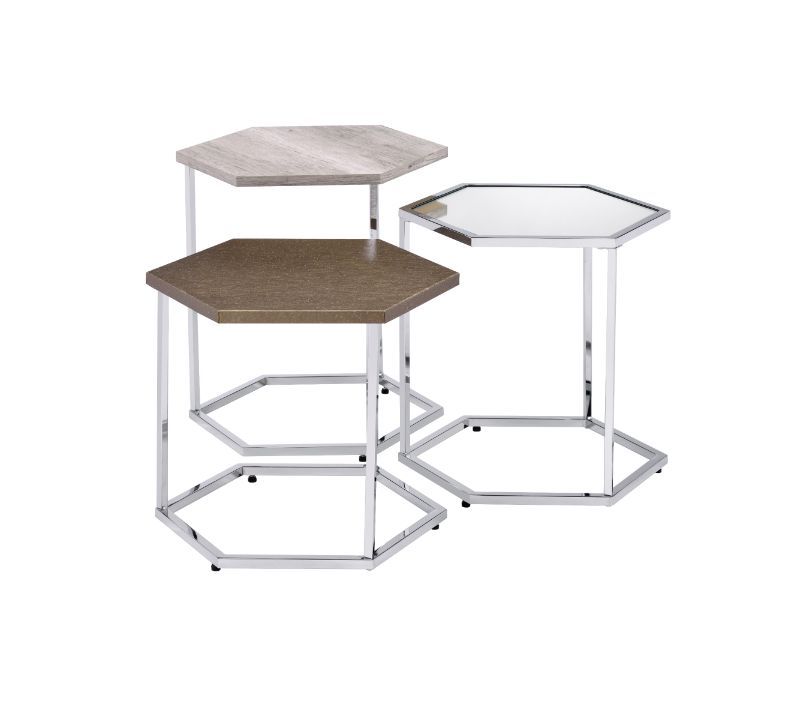 Simno - Coffee Table - Clear Glass, Taupe, Gray Washed & Chrome Finish - Urban Living Furniture (Los Angeles, CA)