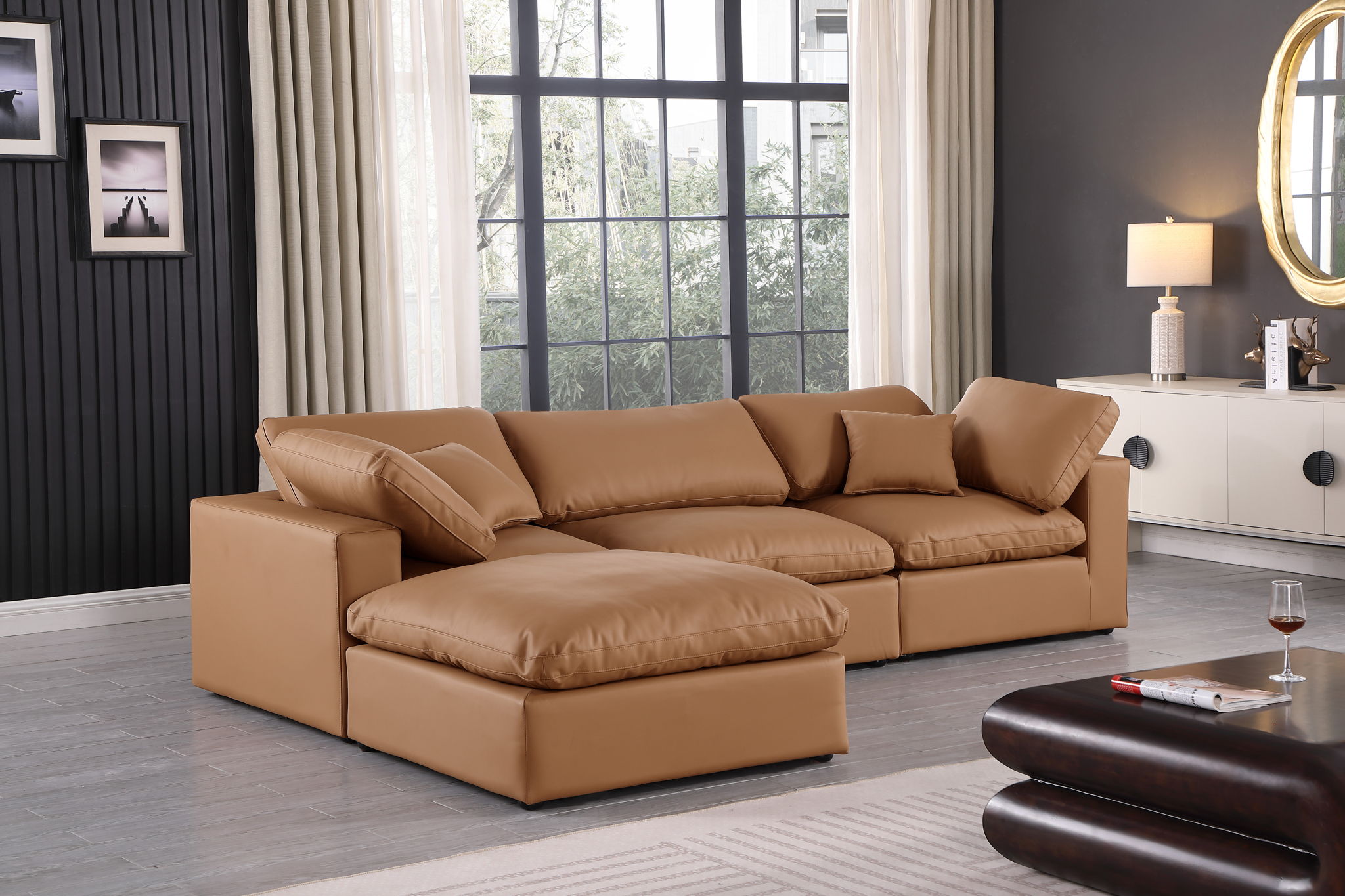 Comfy - 4 Piece Faux Leather Modular Sectional With Chaise - Urban Living Furniture (Los Angeles, CA)