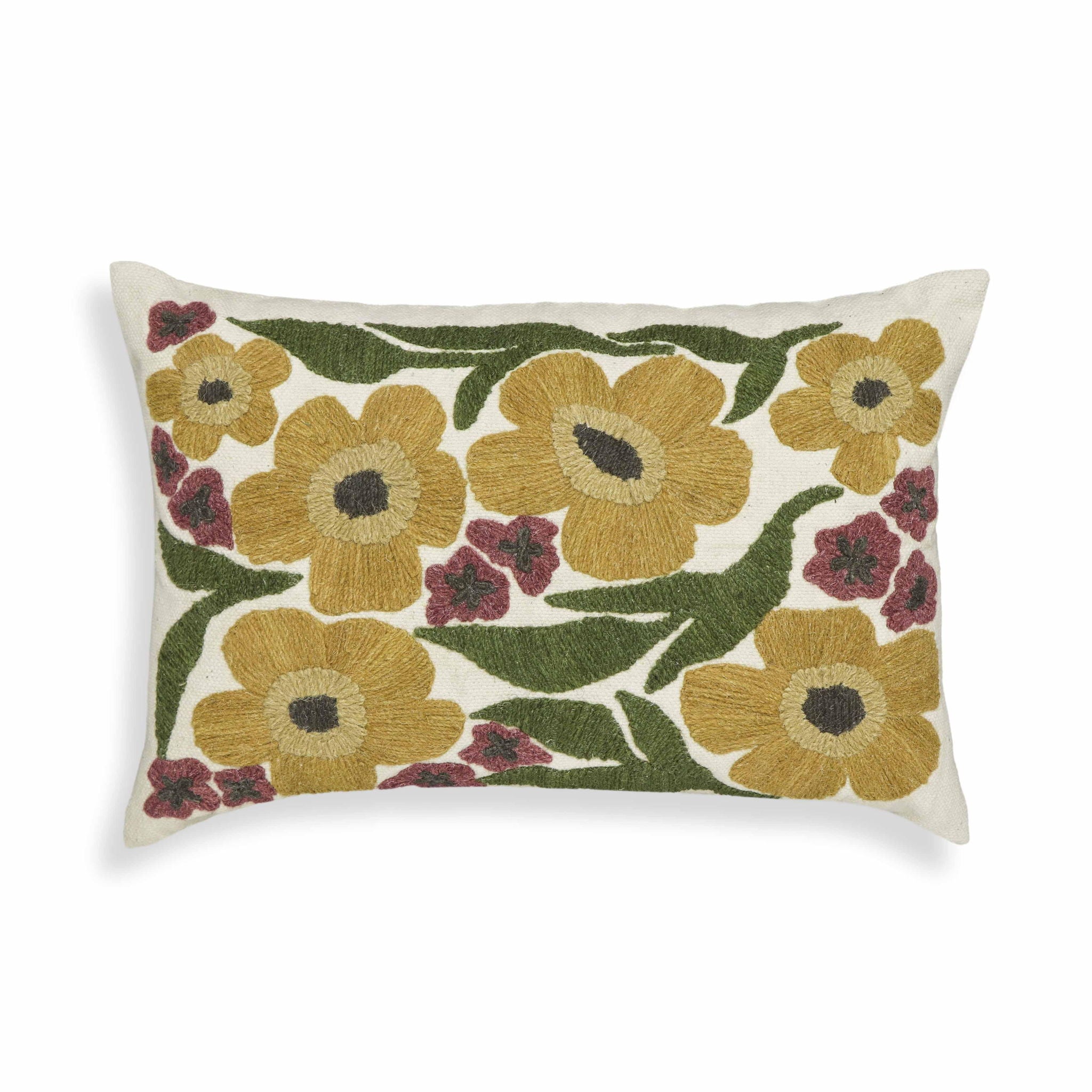 Blossom - Embroidered Daisy Wool Accent Cushion - Multi - Urban Living Furniture (Los Angeles, CA)