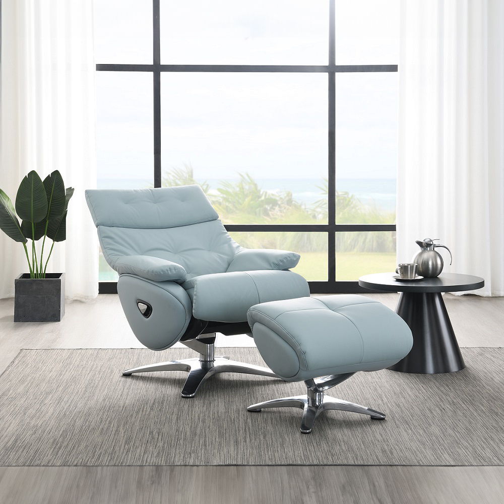 Janella - Motion Accent Chair With Swivel & Ottoman - Babyblue - Urban Living Furniture (Los Angeles, CA)