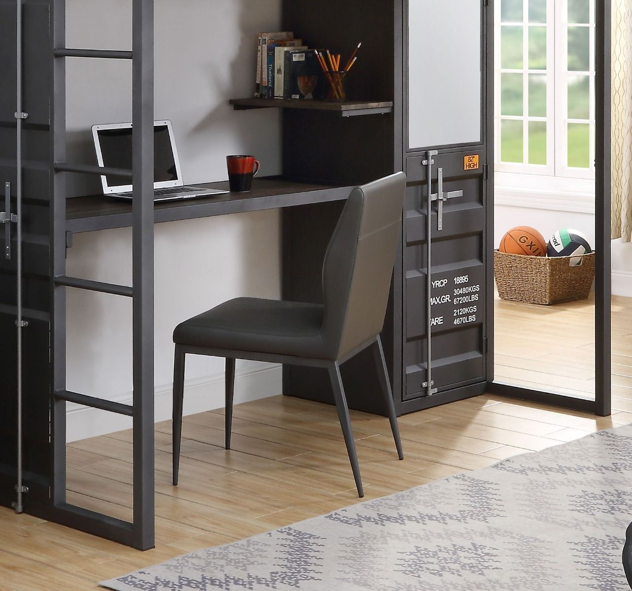 Cargo - Chair - Gray PU & Gunmetal Finish - Urban Living Furniture (Los Angeles, CA)