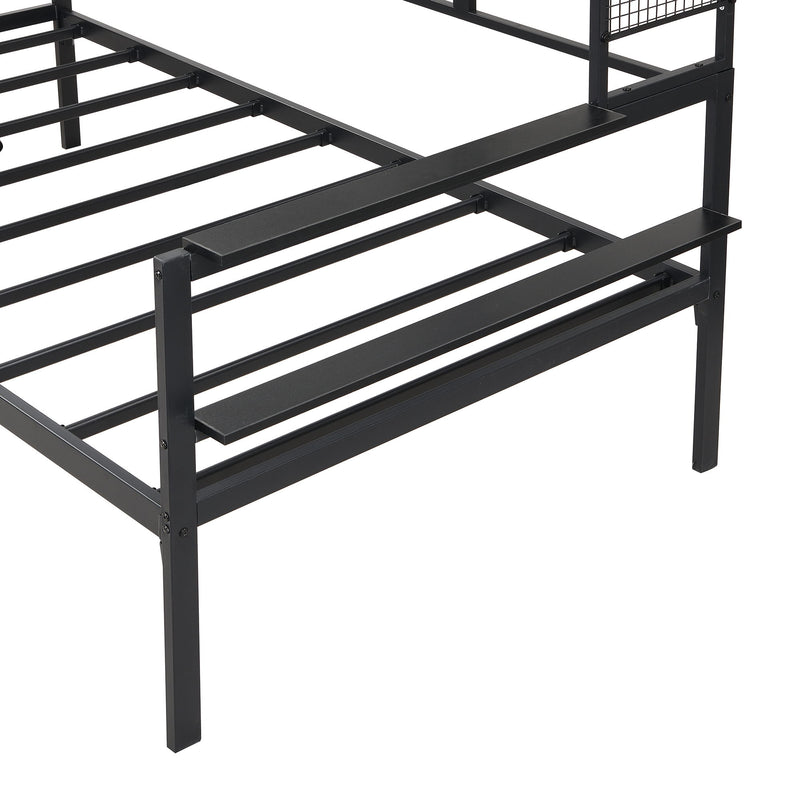 Daybed With Movable Desk, Grid, Shelves And Clothes Hanger